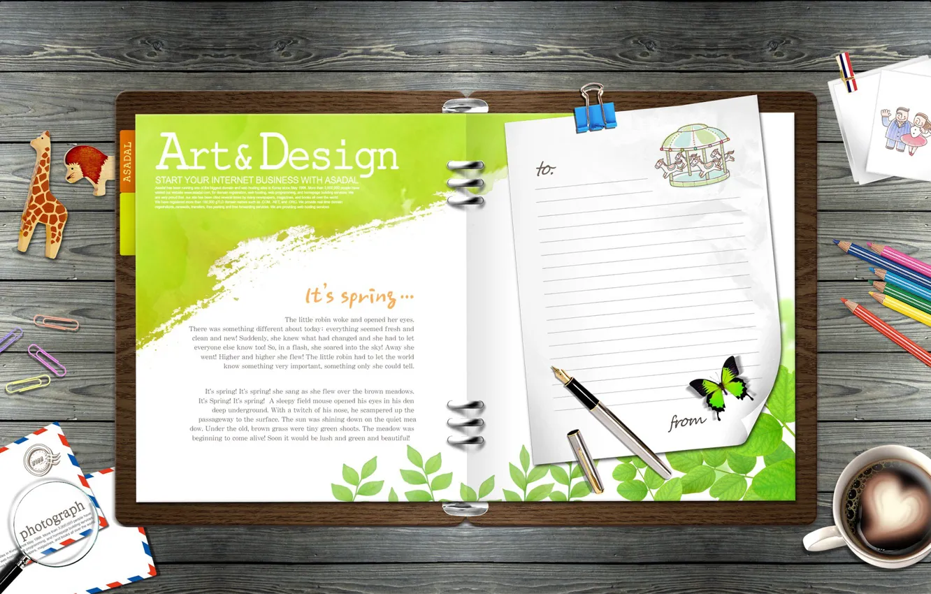 Photo wallpaper table, graphics, notebook, vector