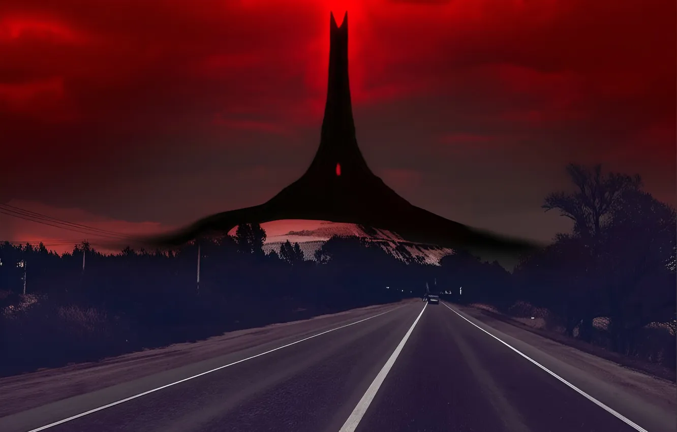 Photo wallpaper road, darkness, Mordor, the asvaltu