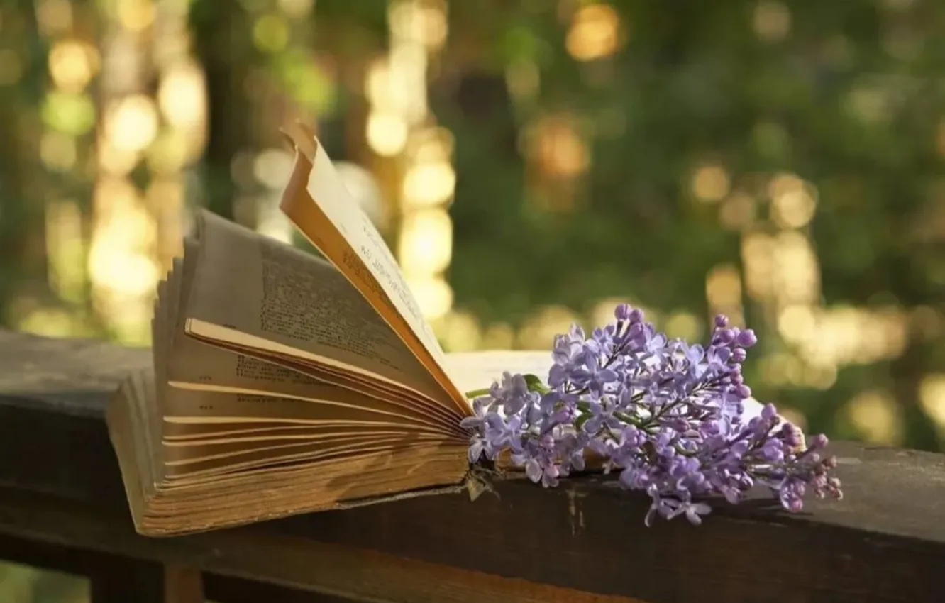 Photo wallpaper flower, grass, nature, plants, book, different