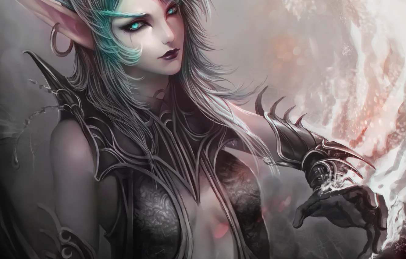 Photo wallpaper girl, earrings, art, World of Warcraft, elf