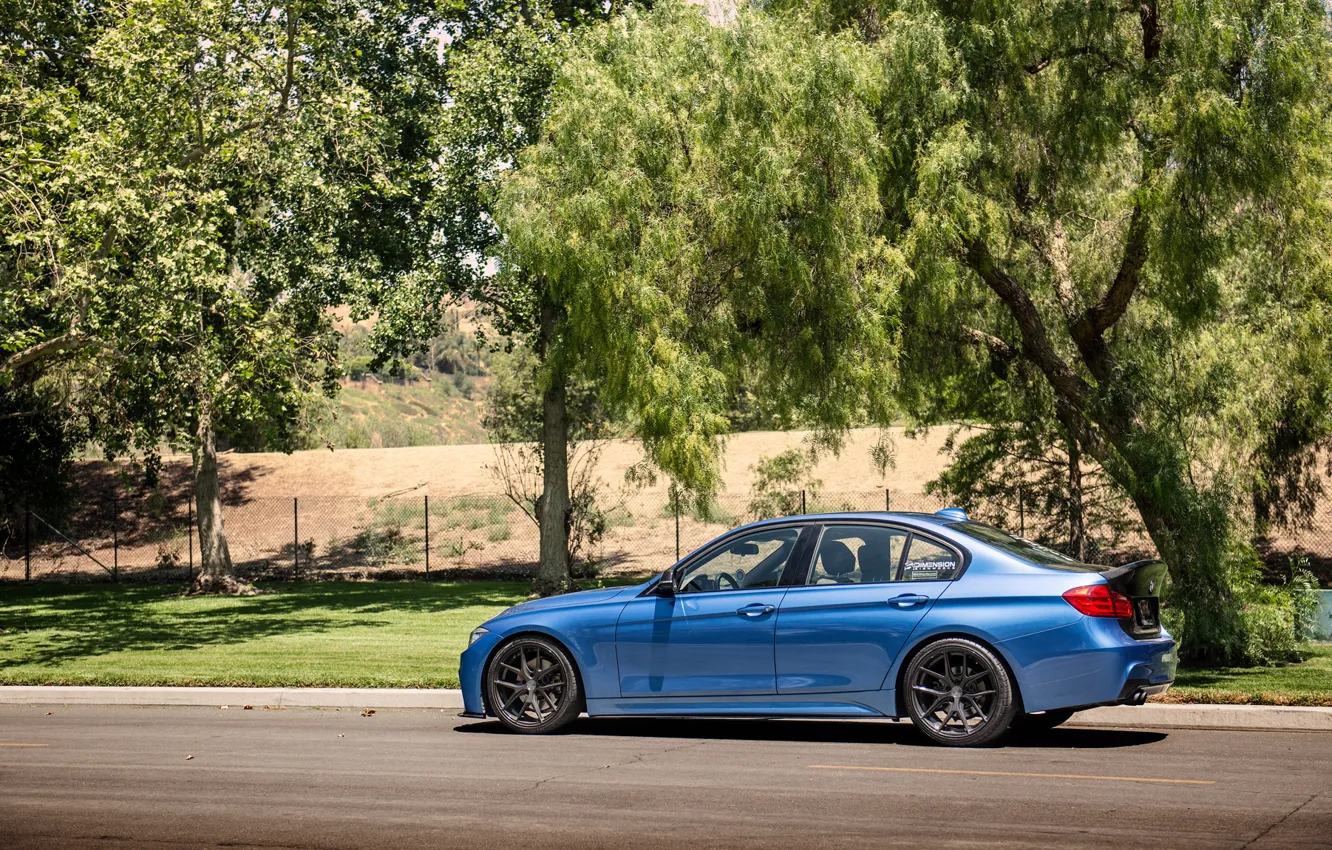 Photo wallpaper BMW, BMW, wheels, Vorsteiner, blue, 328i, f30