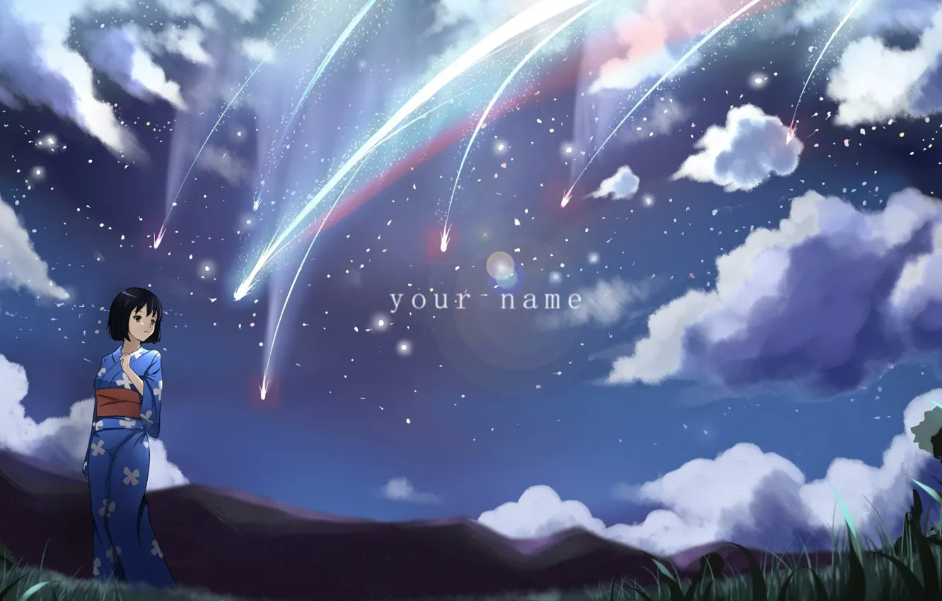 Photo wallpaper girl, anime, art, Kimi no VA On, Miyamizu Mitsuha, Mitsuha