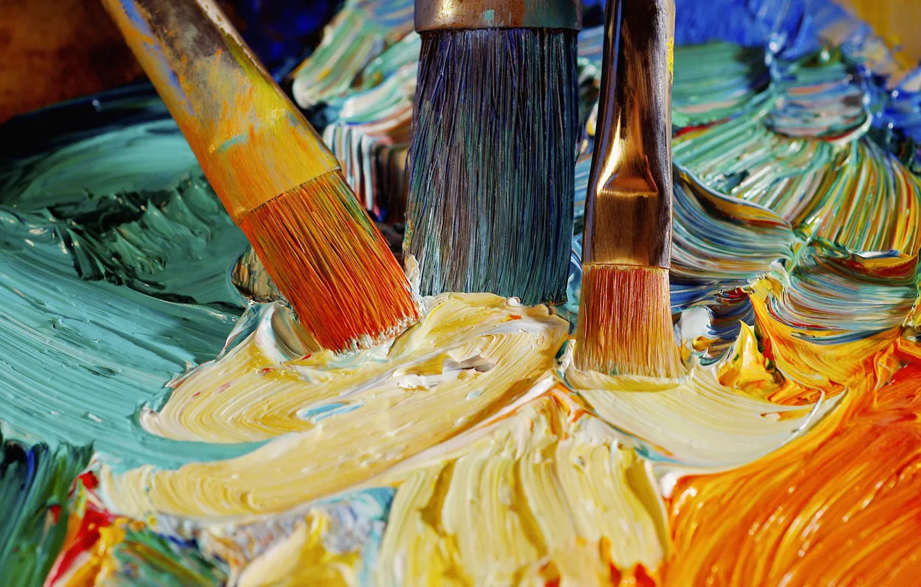 Photo wallpaper paint, oil, brush