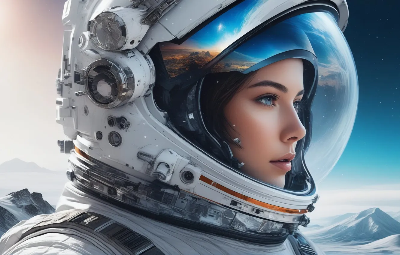 Photo wallpaper girl, astronaut, fantasy