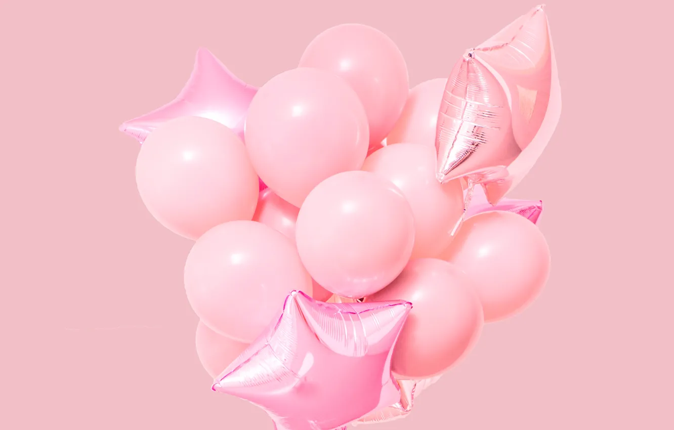 Photo wallpaper balls, pink, pink background, pink, bouncy balls