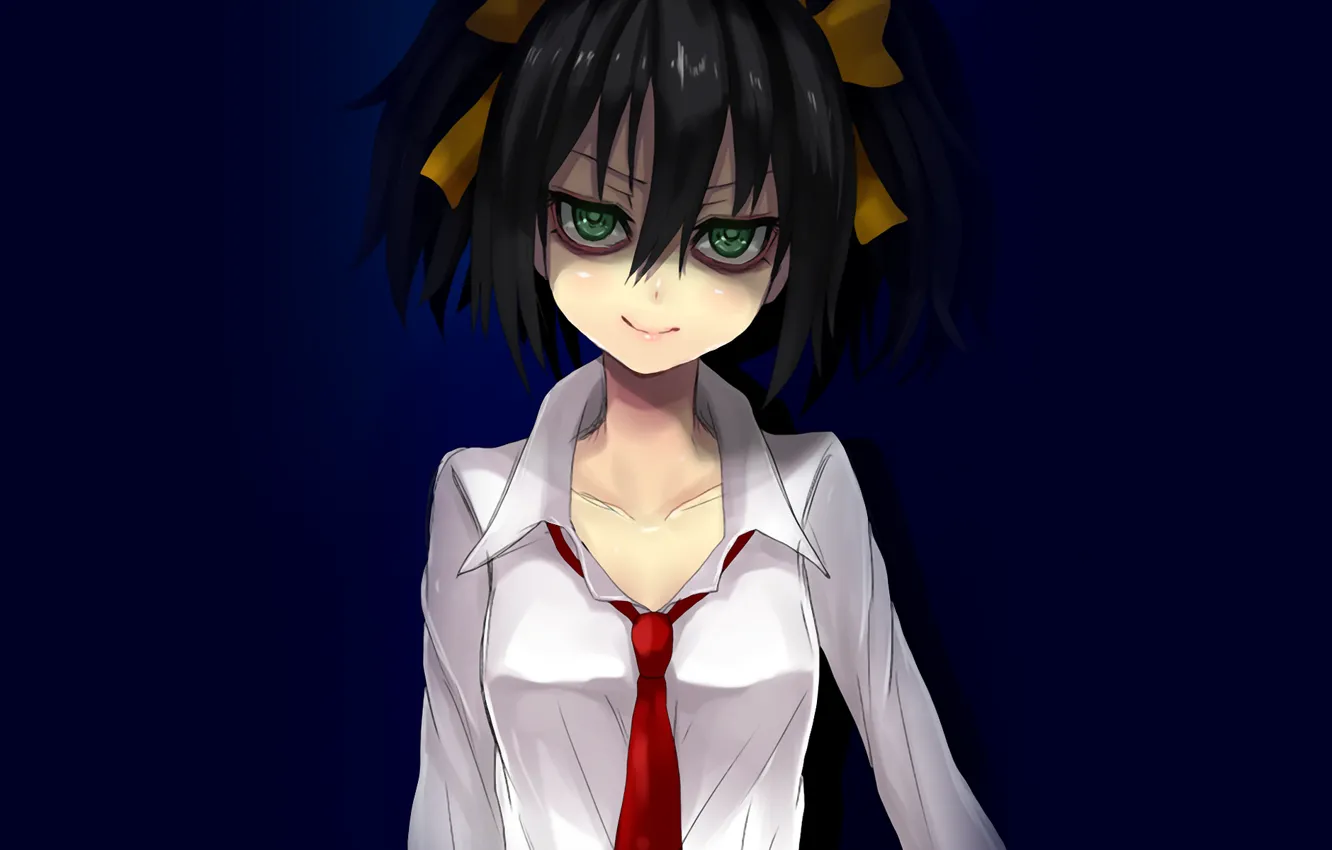 Photo wallpaper girl, background, tie, ribbons, two tails, WataMote, They will meet the ga mote kris no …