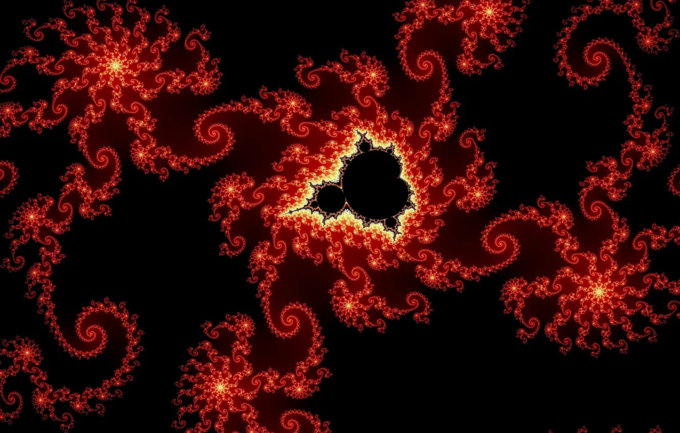 Photo wallpaper pattern, fractal, black background, 3D graphics