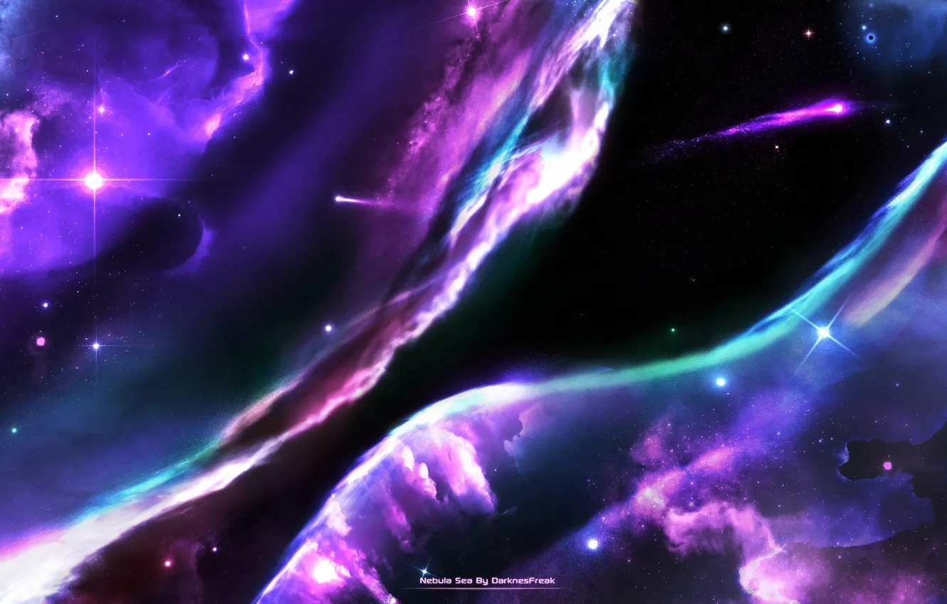 Photo wallpaper space, stars, nebula, deviantart, Nebula Sea, Darknes freak