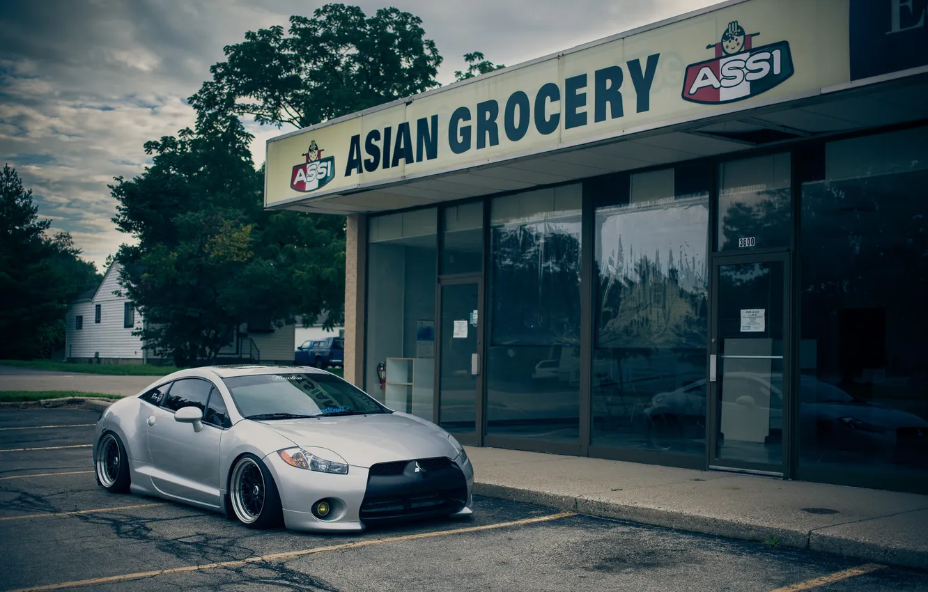 Photo wallpaper grey, Mitsubishi, eclipse, eklips, Mitsubishi, stance