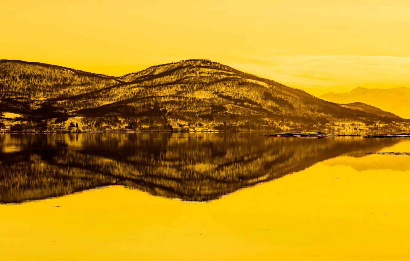 Photo wallpaper the sky, mountains, lake, reflection