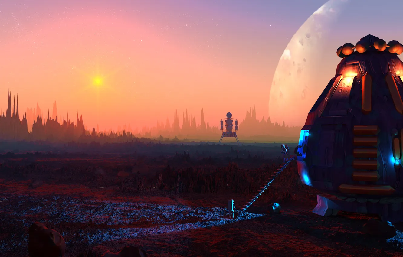 Photo wallpaper planet, Mars, colony, development