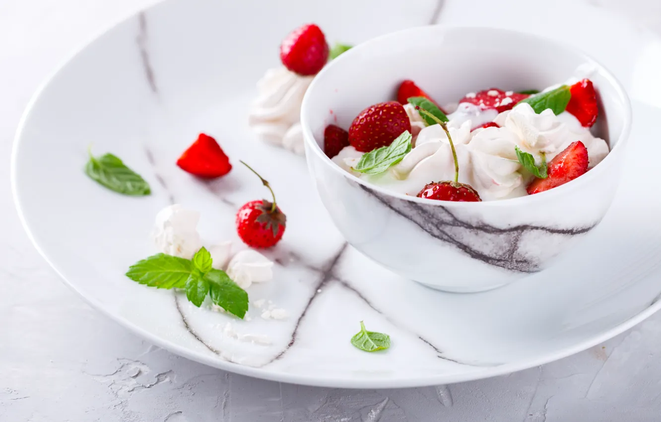 Photo wallpaper berries, strawberry, dessert, whipped cream, Stolyevych Yulia