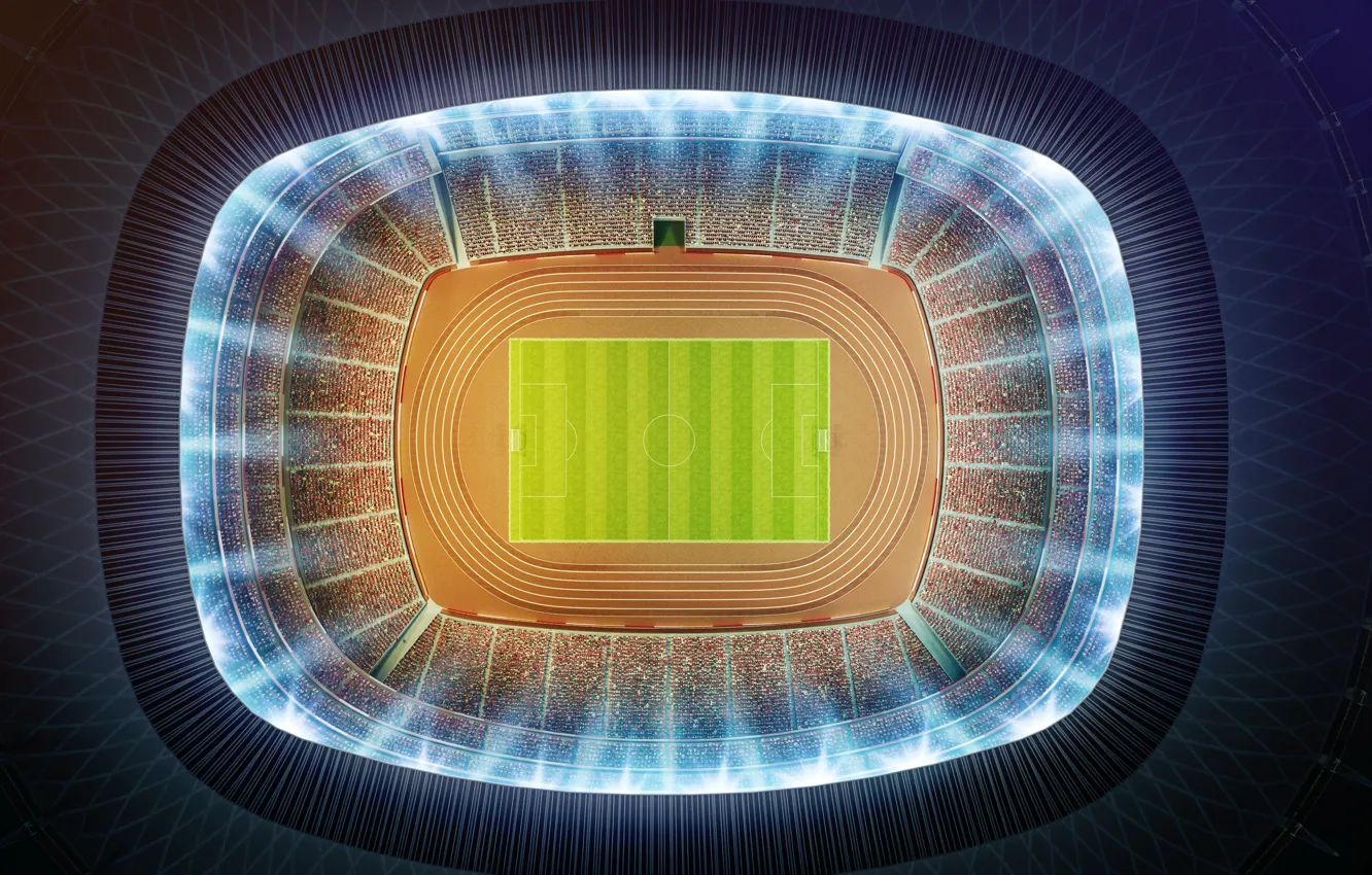 Photo wallpaper football, minimalism, the view from the top, stadium, stadium, football, football field, aerial view