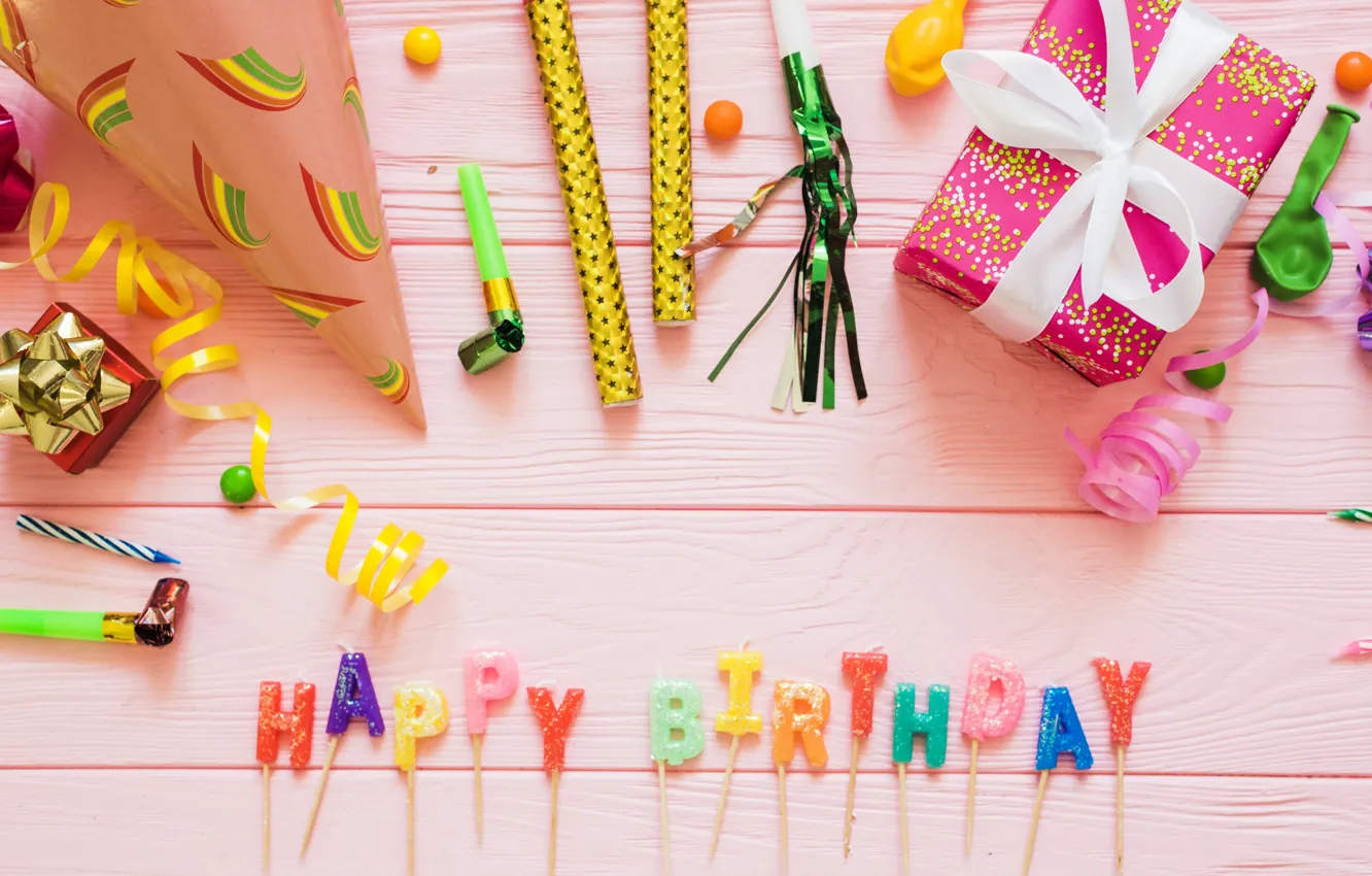 Photo wallpaper birthday, holiday, gift, candles