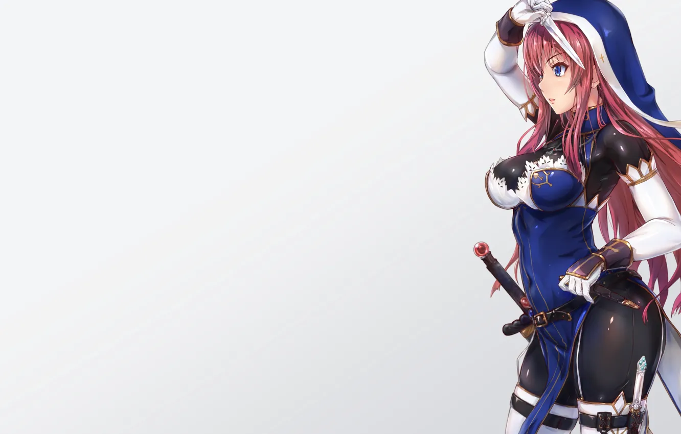 Photo wallpaper girl, weapons, sword, anime, art, hood, tori, puru0083