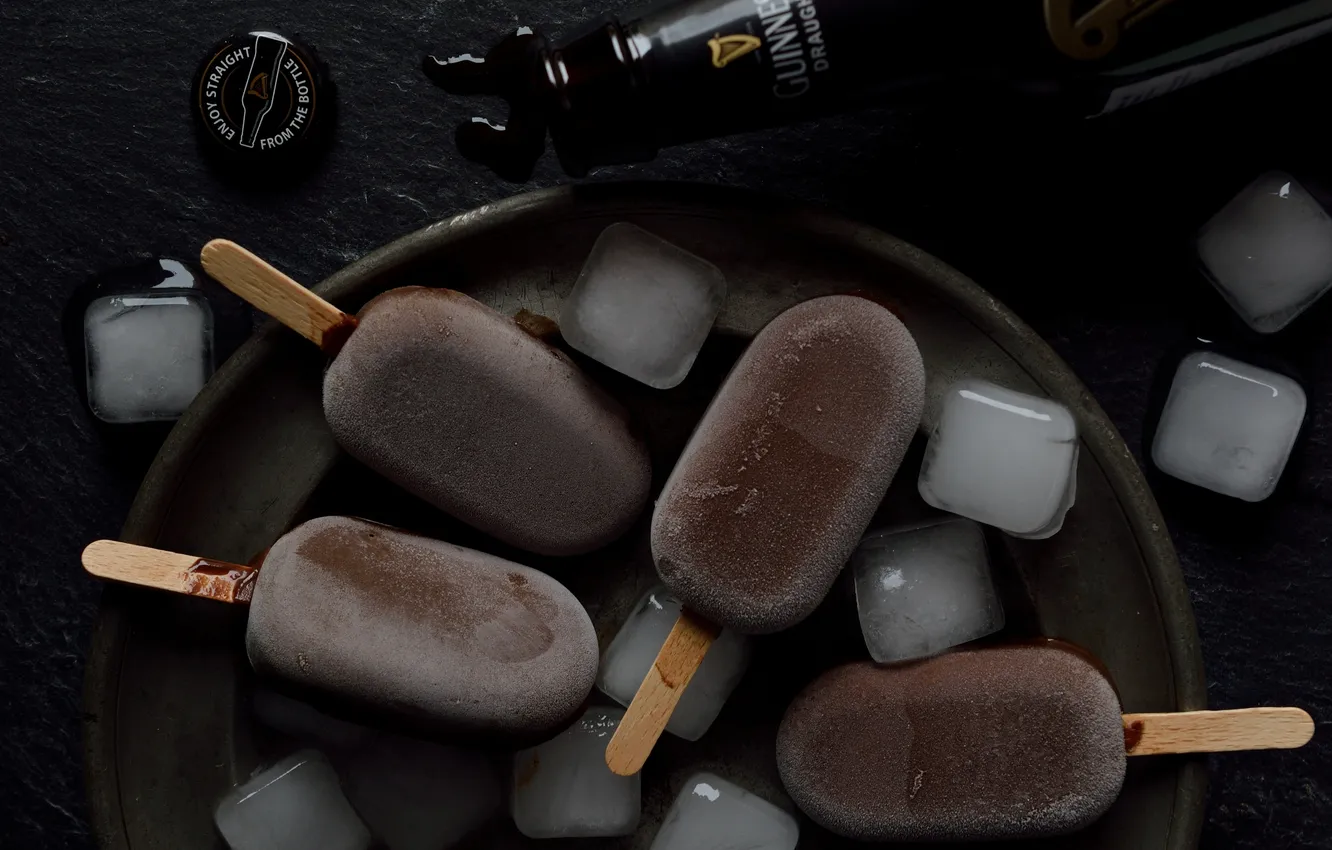 Photo wallpaper ice, bottle, ice cream, Popsicle, ice cubes