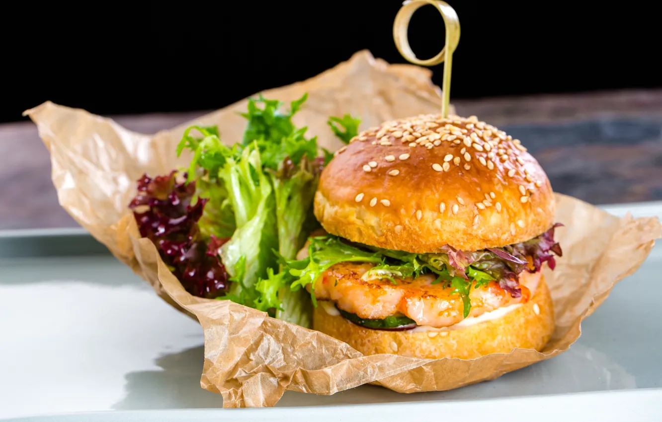 Photo wallpaper meat, salad, bulkr, buns