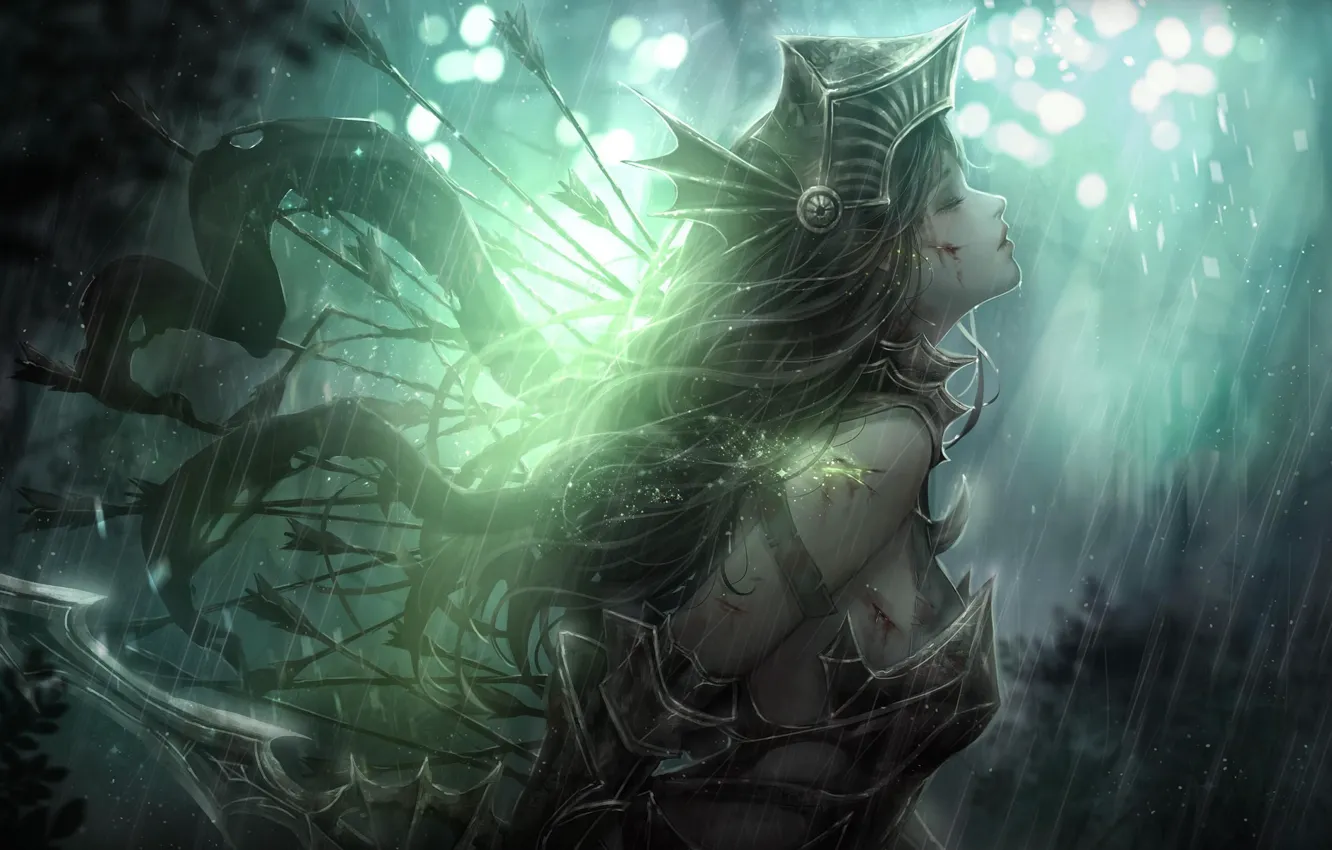 Photo wallpaper girl, rain, Pofile