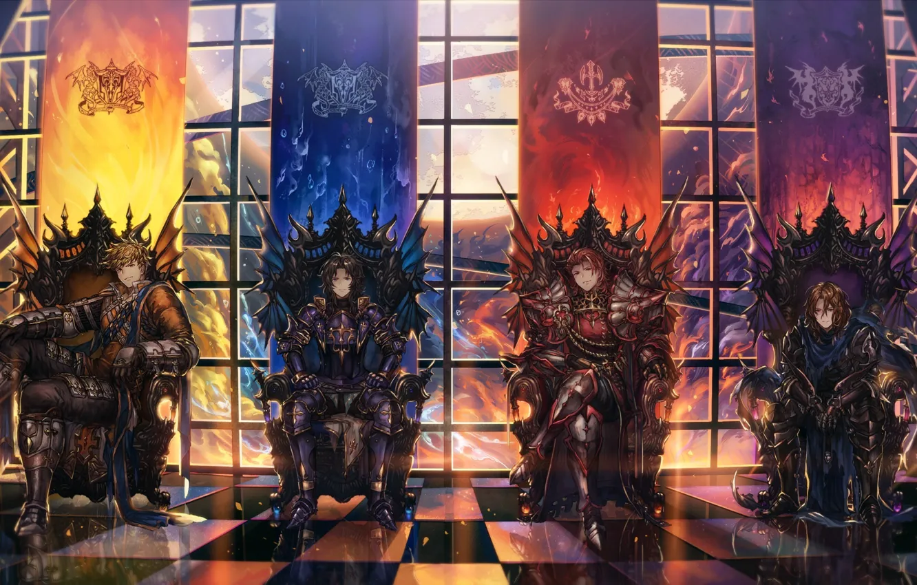Photo wallpaper chair, anime, window, art, guy, knight, Granblue Fantasy