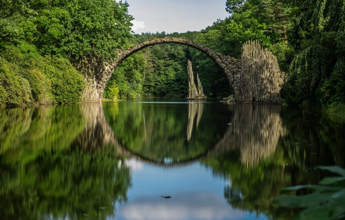 Photo wallpaper Park, Germany, Kromelow, Devil's bridge, Rhododendronpark
