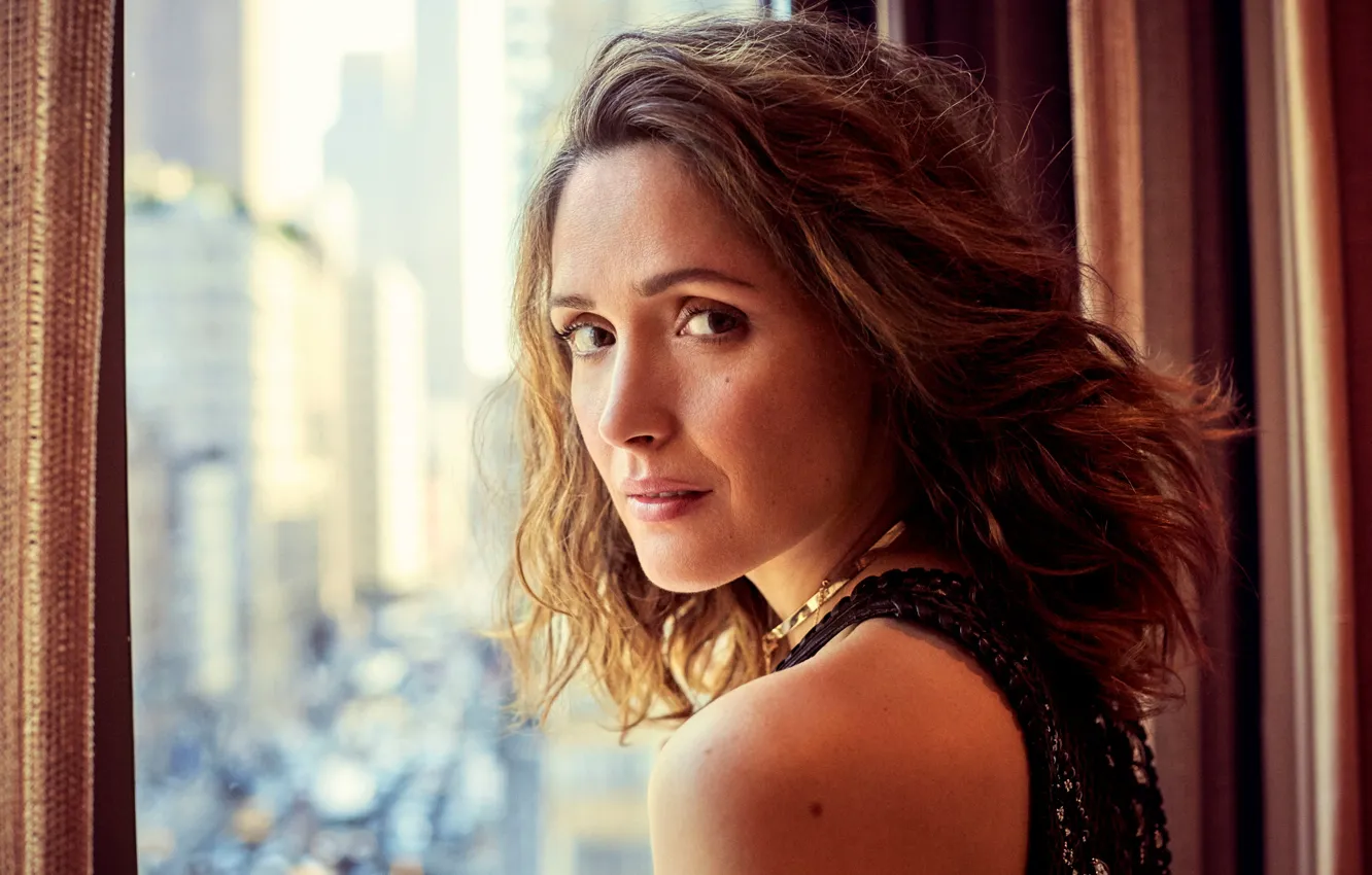 Photo wallpaper look, portrait, makeup, actress, window, hairstyle, brown hair, beauty
