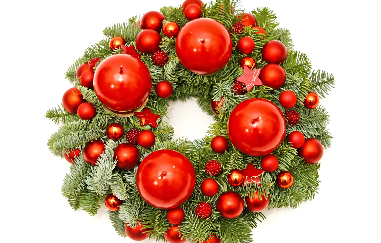 Photo wallpaper holiday, new year, candles, Happy New Year, wreath, happy new year, Merry Christmas, spruce branches