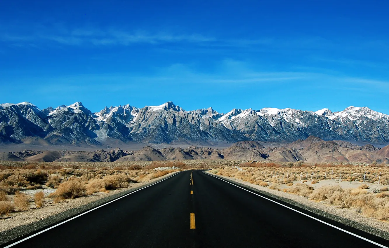 Photo wallpaper road, landscape, mountains