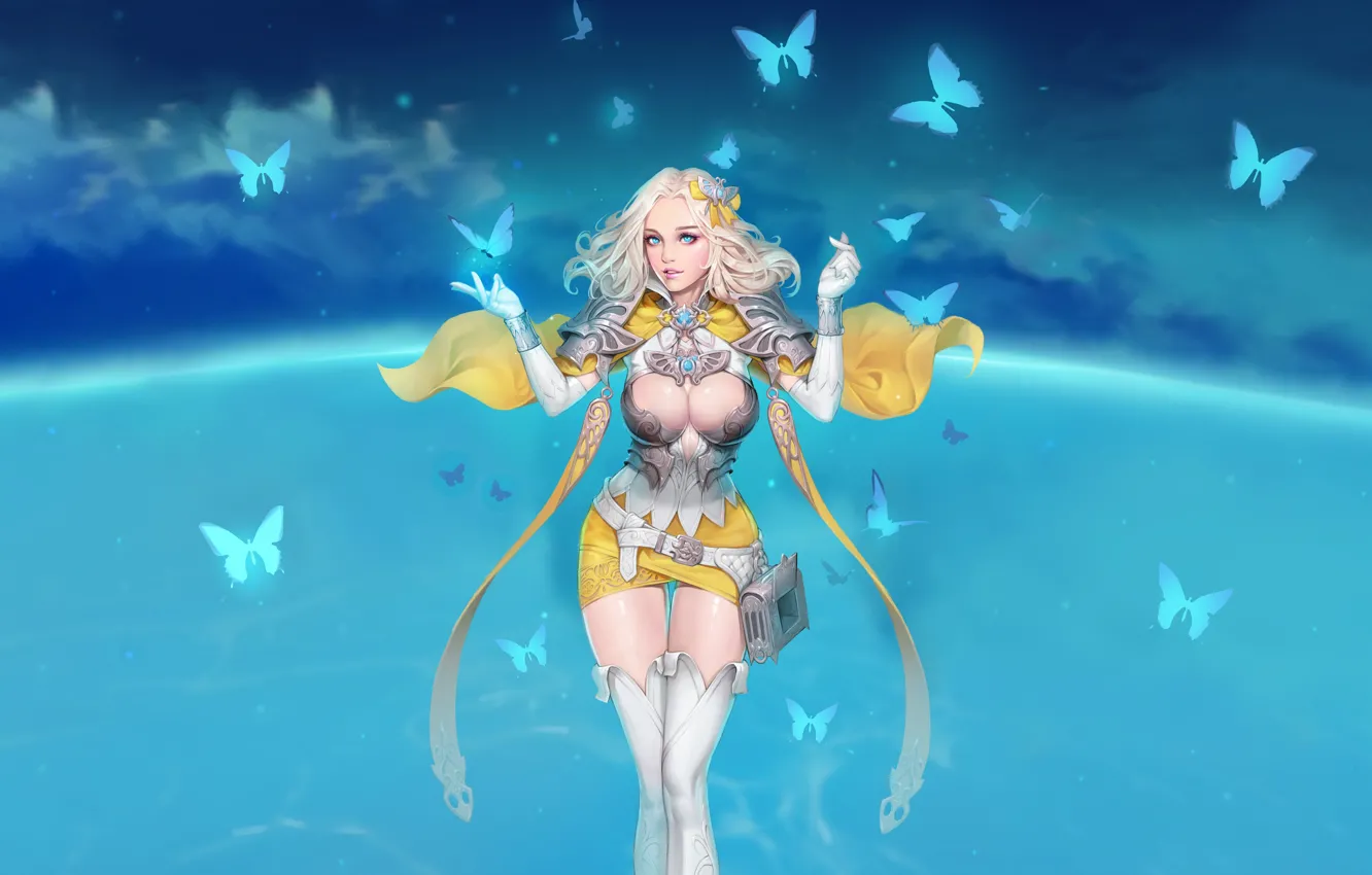 Photo wallpaper girl, style, fiction, magic, butterfly, figure, art, blonde