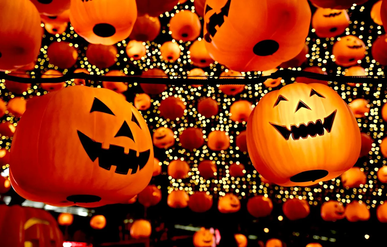 Photo wallpaper China, pumpkin, Halloween, lanterns, Liaoning province
