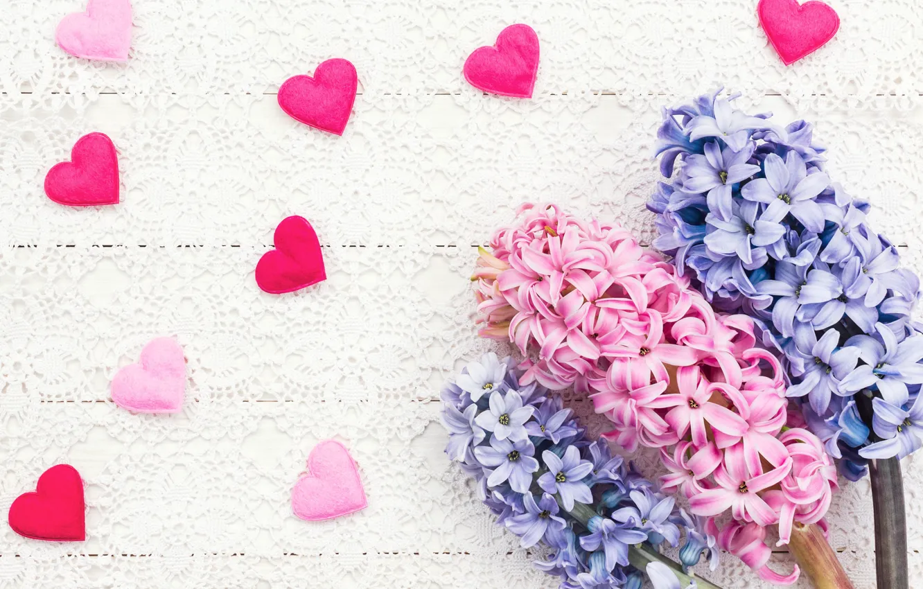 Photo wallpaper love, flowers, heart, bouquet, hearts, love, pink, heart