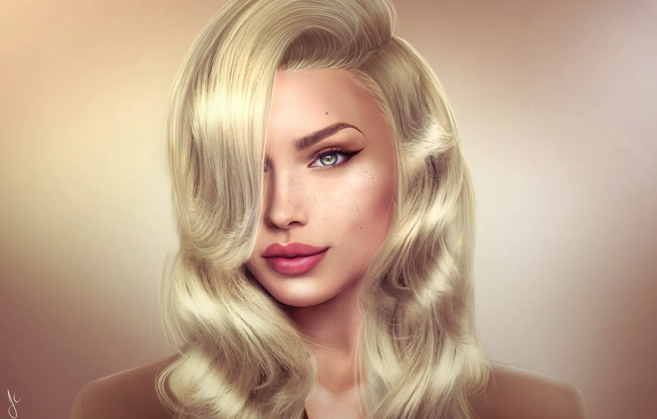 Photo wallpaper look, face, hair, blonde, cutie