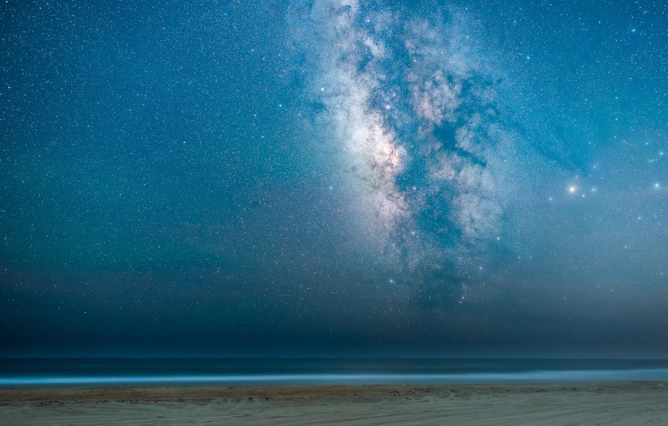 Photo wallpaper the sky, stars, night, shore, the milky way