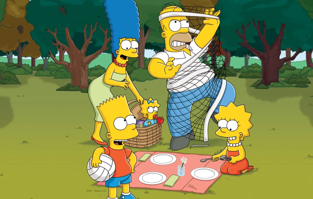 Photo wallpaper Nature, The simpsons, Figure, Mesh, Homer, Maggie, Maggie, Simpsons