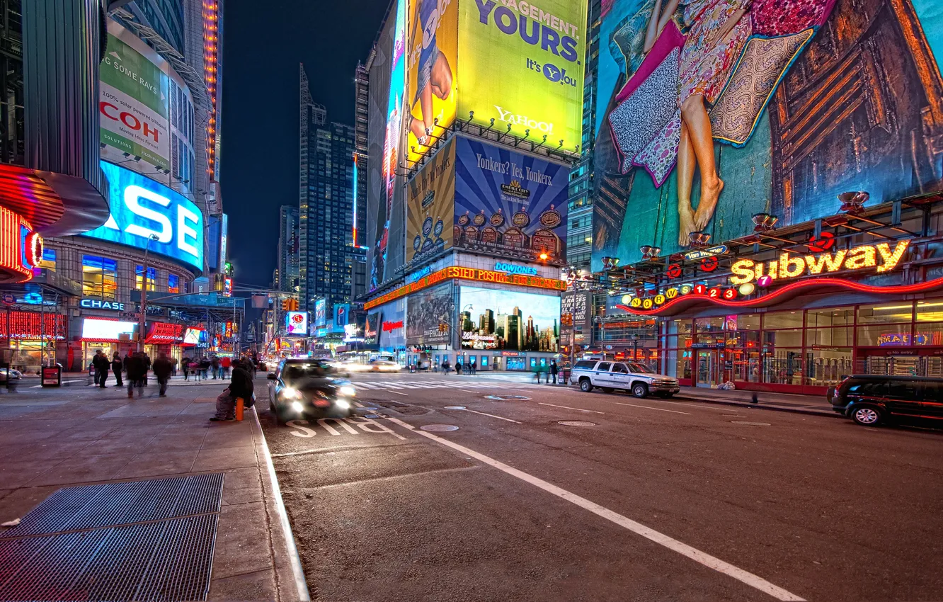 Photo wallpaper night, new York, night, new york, usa, nyc, Times Square, 42nd and 7th