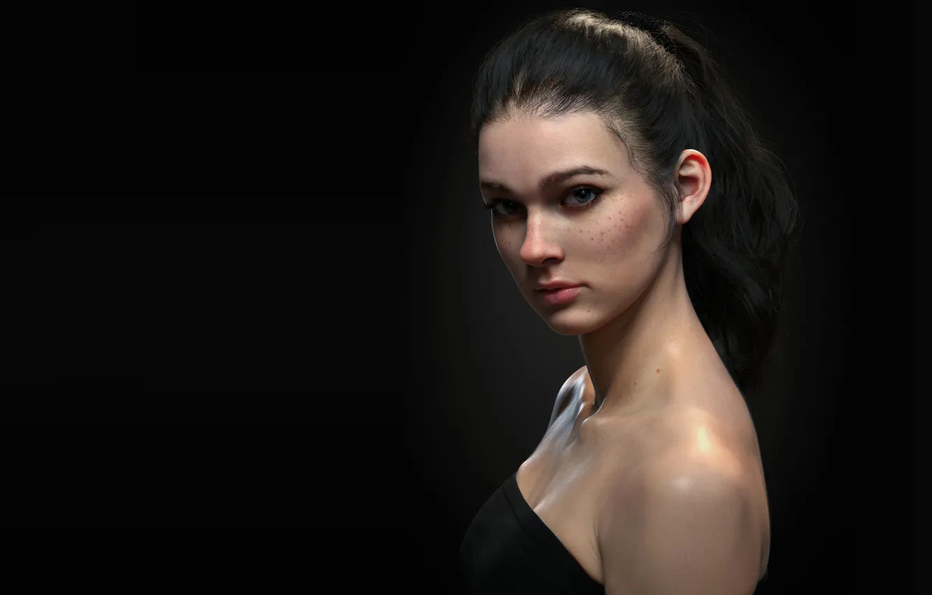 Photo wallpaper portrait, art, 3D, Sanhanat Suwanwised, A woman