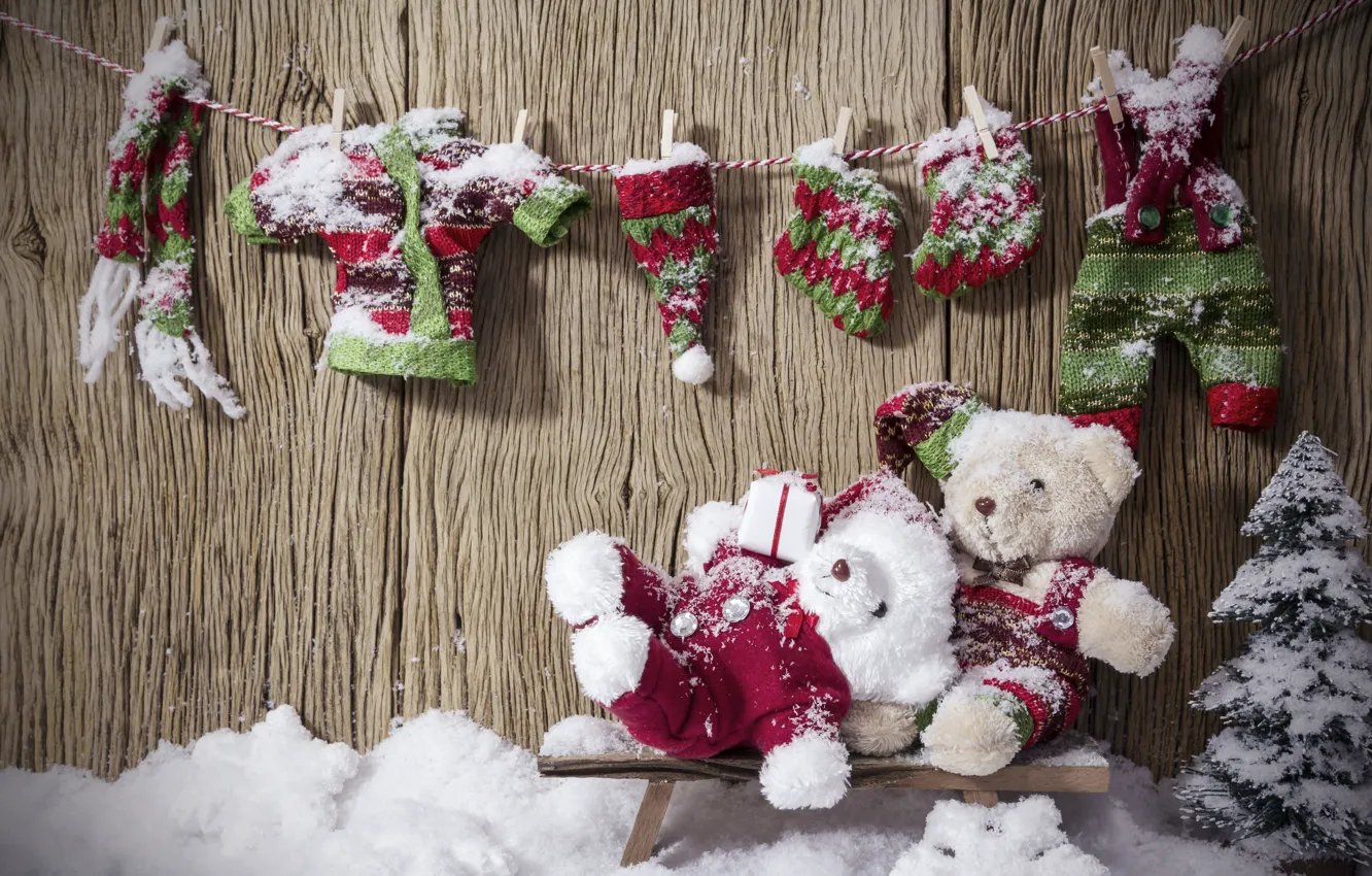 Photo wallpaper winter, snow, decoration, New Year, Christmas, Christmas, wood, winter