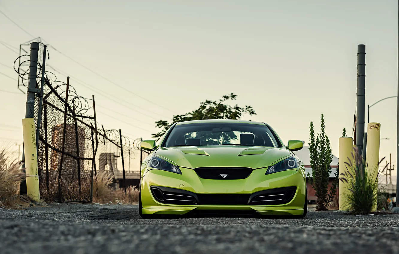 Photo wallpaper green, green, coupe, before, Hyundai, tuning, Hyundai, stance