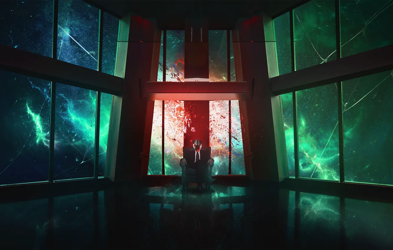 Photo wallpaper space, fiction, male, sitting, by t1na