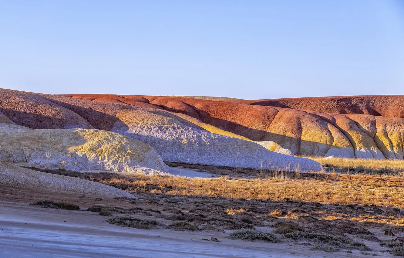 Photo wallpaper colors, desert, rocks, plateau