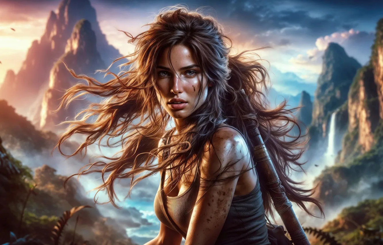 Photo wallpaper look, girl, Lara Croft