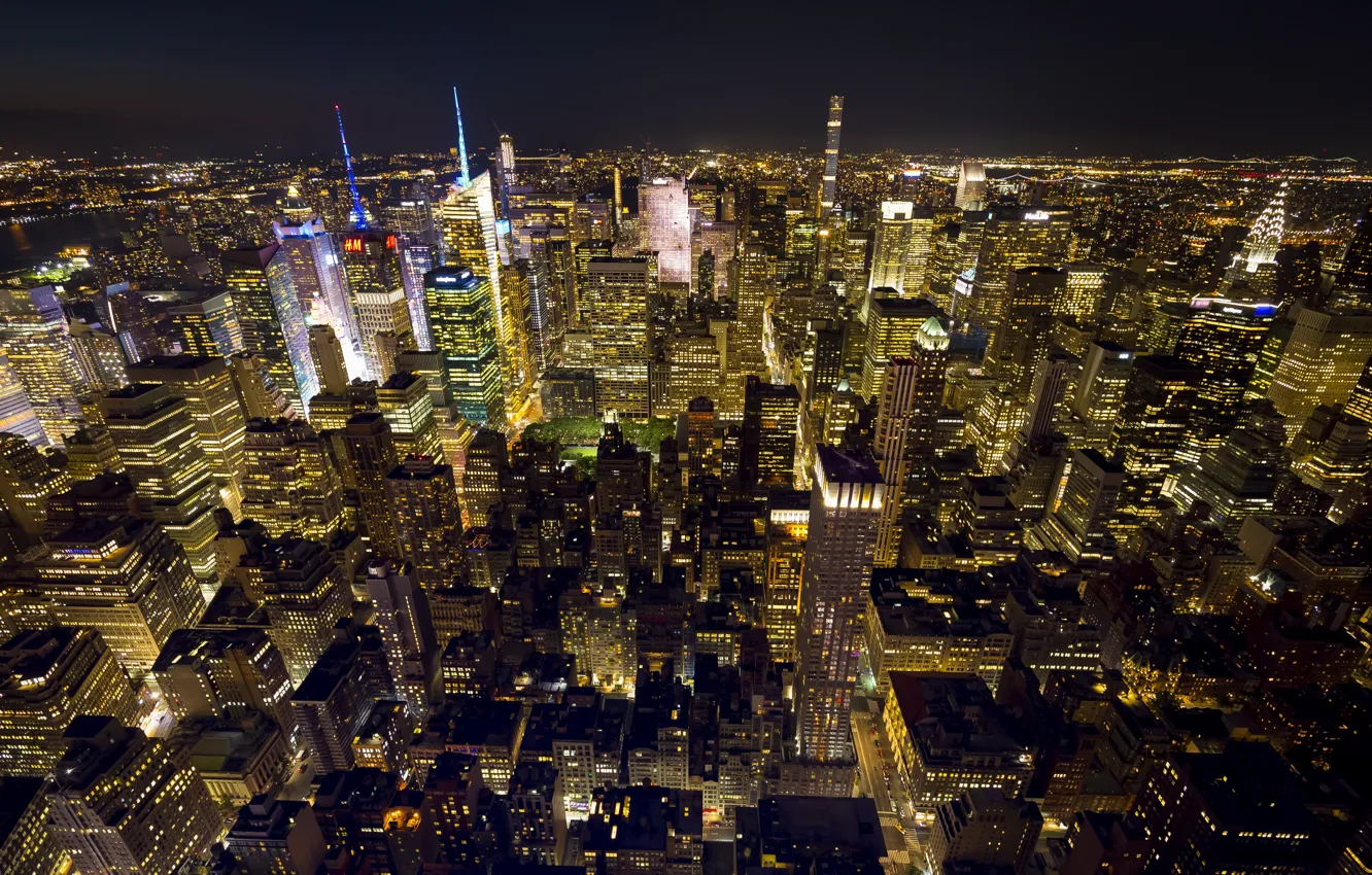 Photo wallpaper night, the city, New York, Garment District