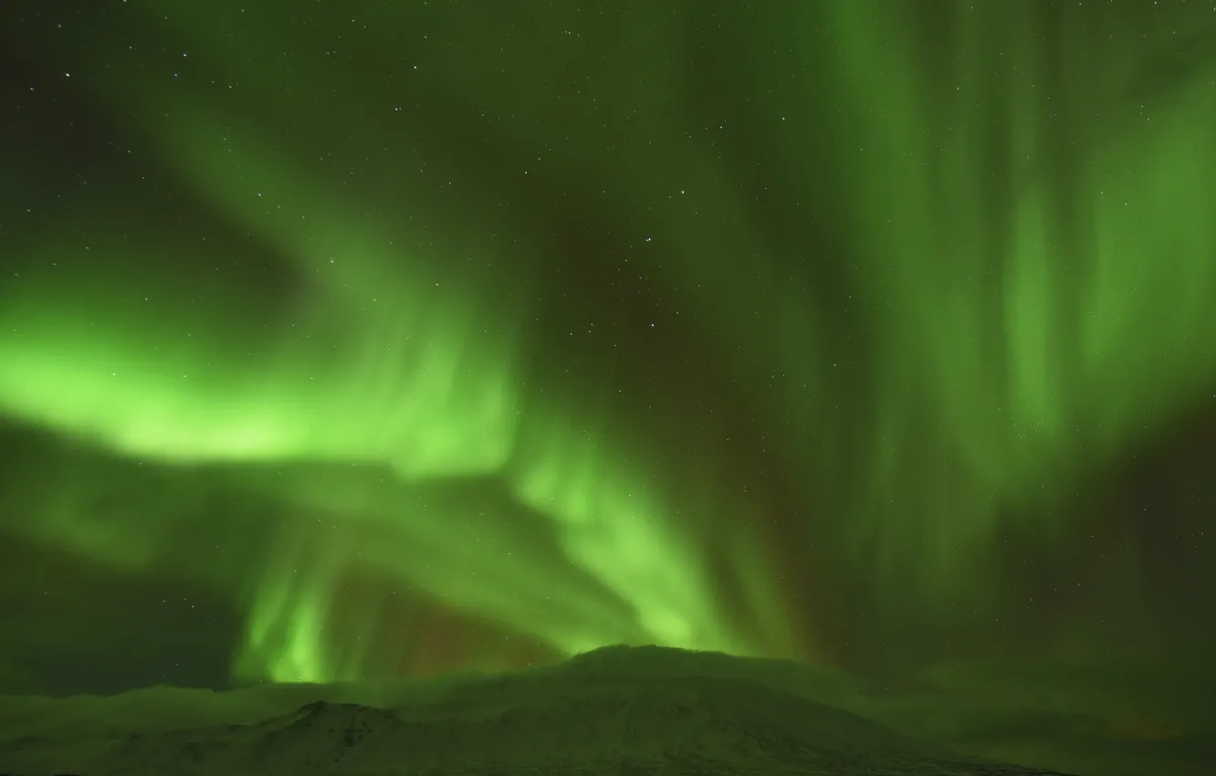 Photo wallpaper the sky, stars, mountains, Northern lights, Iceland