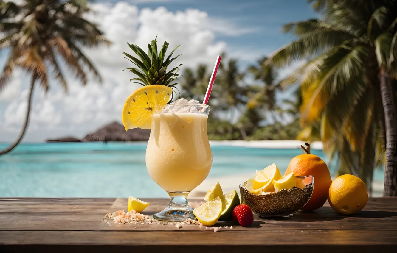 Photo wallpaper summer, tropics, cocktail