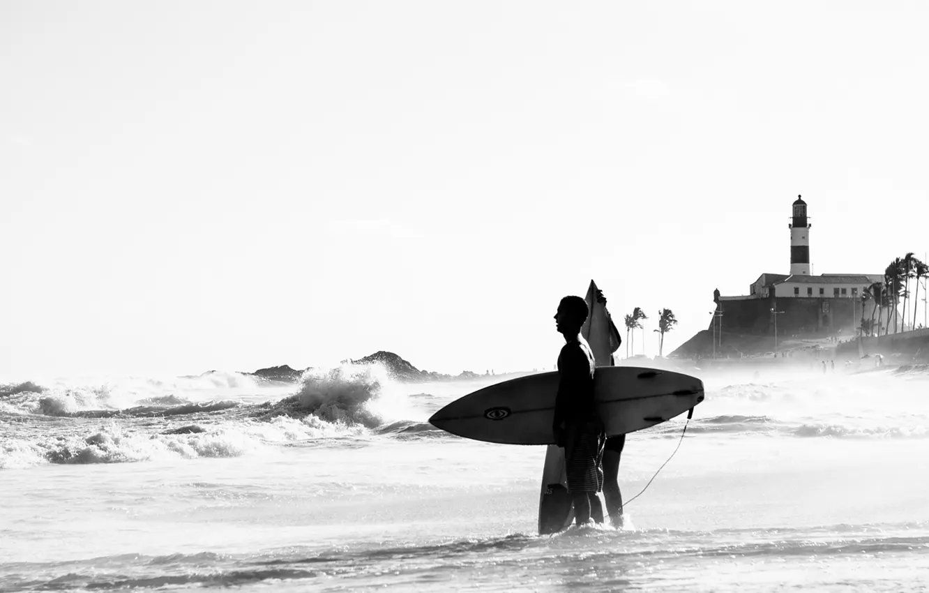 Photo wallpaper Brasil, seaside, waves, Salvador, Farol da Barra, surf, sea, beach