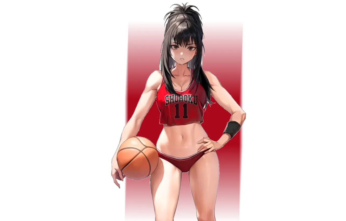 Photo wallpaper girl, hot, sexy, wet, basketball, anime, pretty, ball