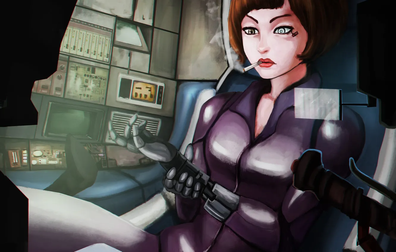 Photo wallpaper girl, fiction, hands, art, cigarette, costume, KIBOR