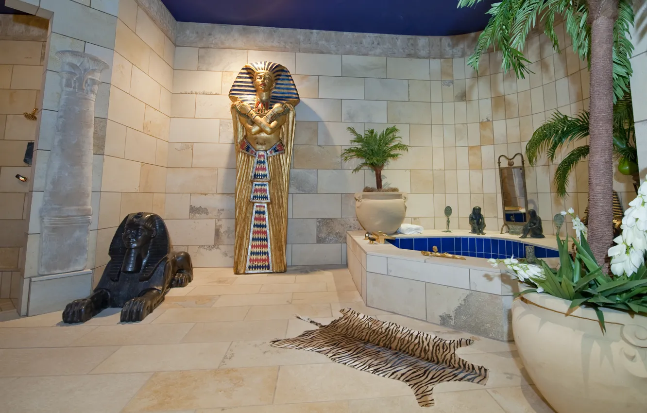 Photo wallpaper design, style, room, Villa, home, interior, bathroom, egyptian bath