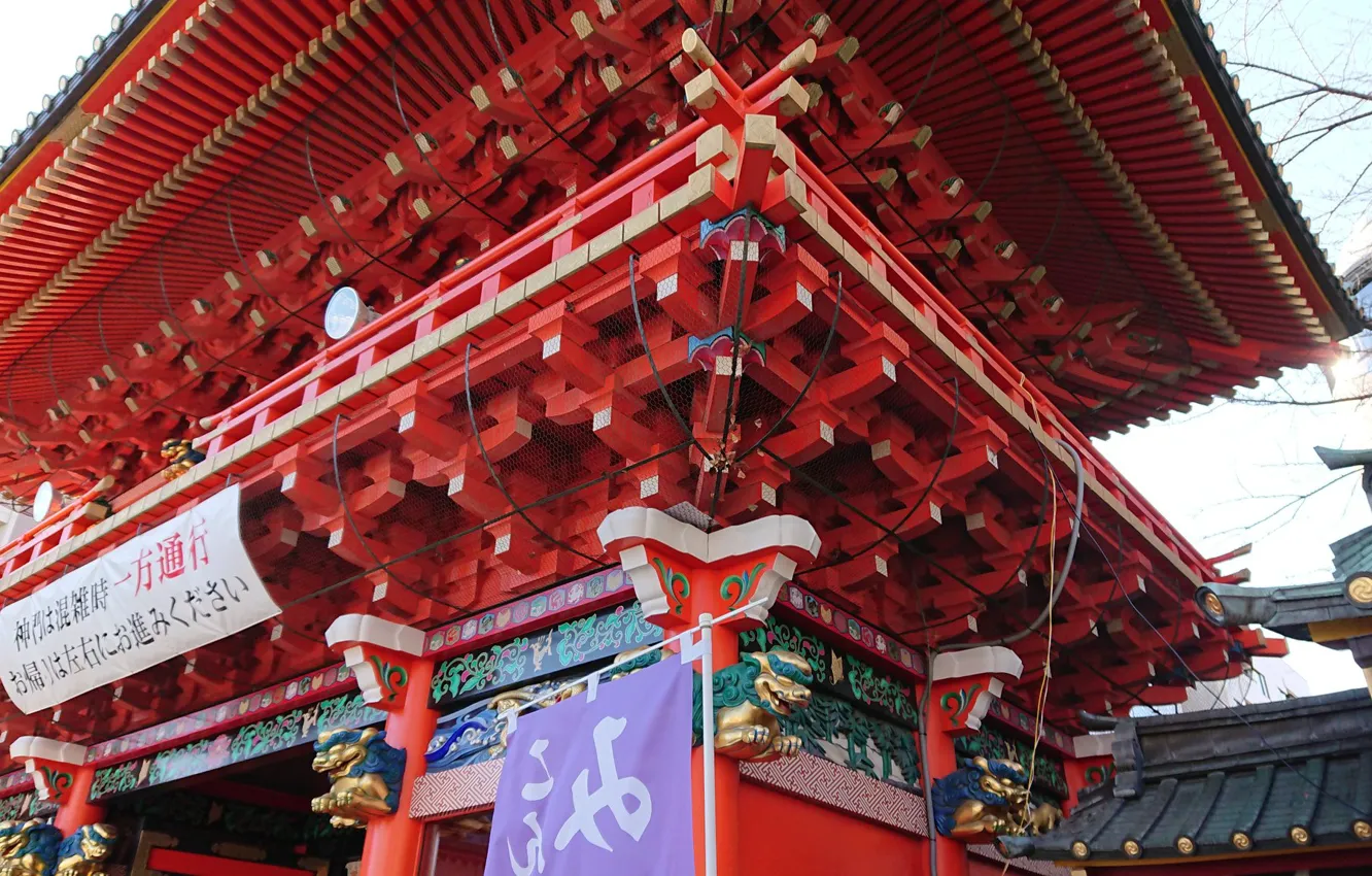 Photo wallpaper temple, Tokyo, Japan, bottom view