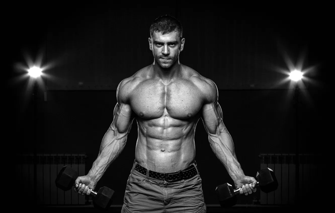 Photo wallpaper muscles, fitness, abs