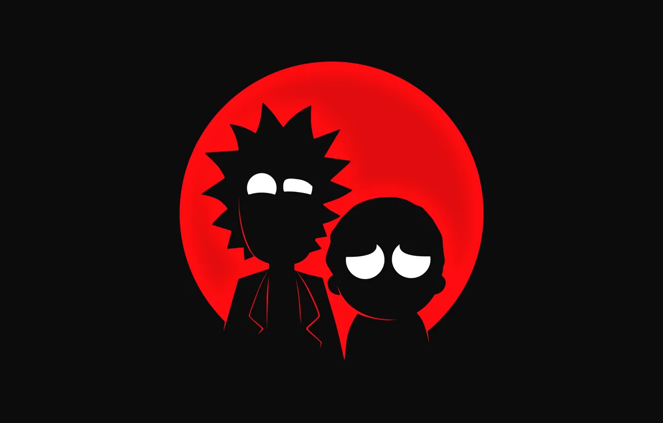 Photo wallpaper silhouettes, characters, the red circle, characters, Rick and Morty, Rick and Morty, silhouettes, animated series